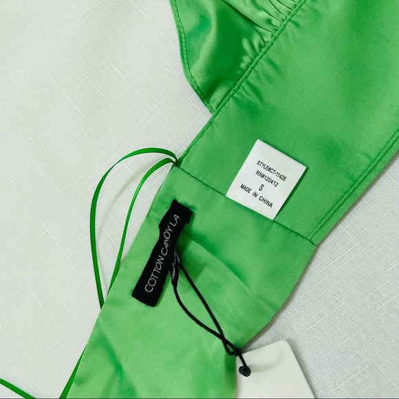 COTTON CANDY LA two toned wrap halter top Matcha green satin silk shiny small - Picture 7 of 9